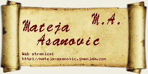 Mateja Asanović vizit kartica